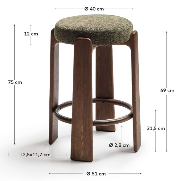 Барный стул La Forma Granite C00239MF06 Зеленый-5