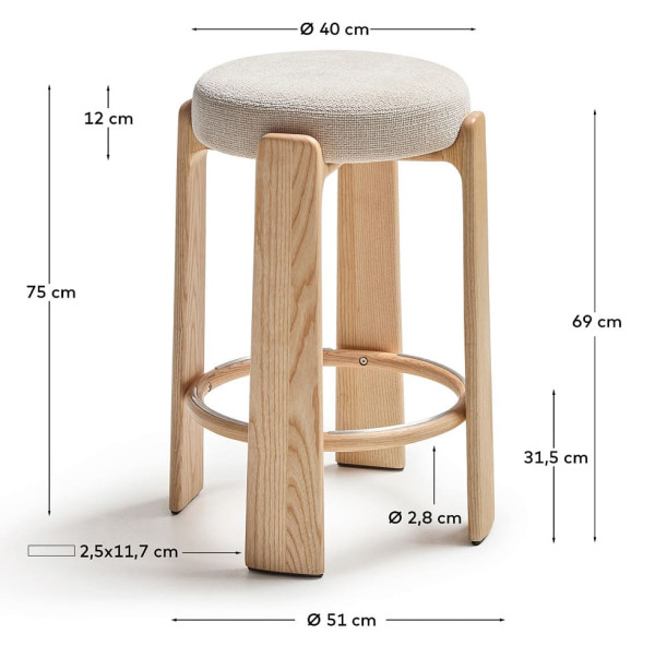 Барный стул La Forma Granite C00240MF12 Бежевый-5