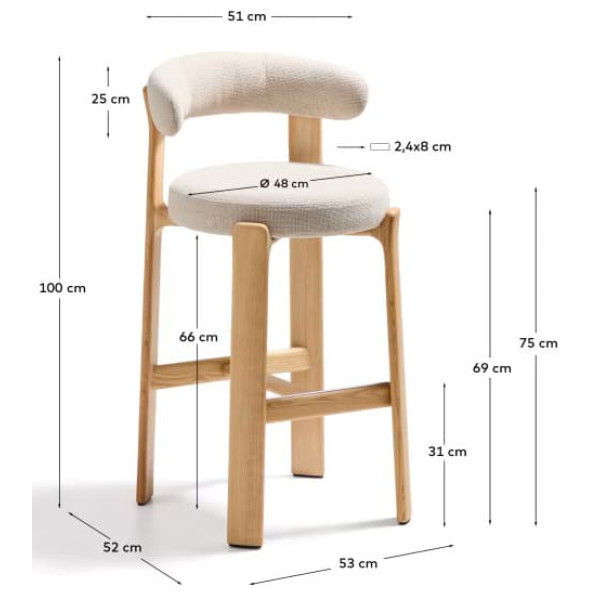 Барний стілець La Forma Granite C00184FA12 Бежевий-9