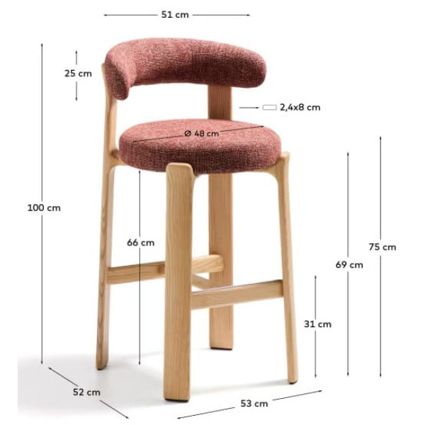 Барный стул La Forma Granite C00184FA59 Терракотовый-8