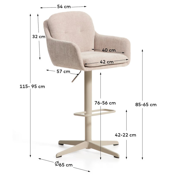 Барный стул La Forma Lexa C00385UP12 Бежевый-10