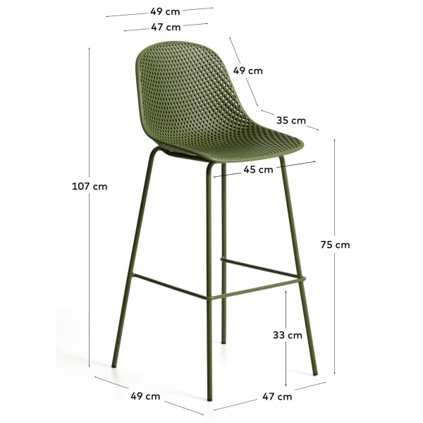 Барный стул La Forma Quinby CC1221PL06 Зеленый-11