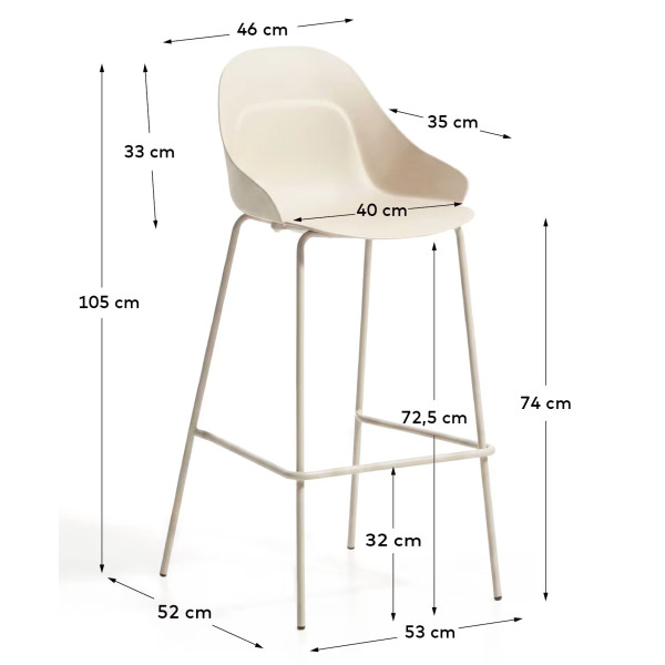Барный стул La Forma Sanile C00354PL12 Бежевый-10