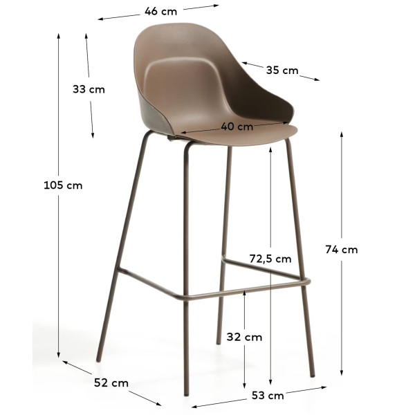 Барный стул La Forma Sanile C00383PL10 Коричневый-11
