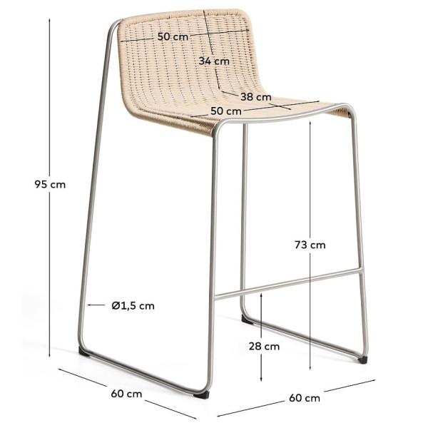 Барний стілець La Forma Tavari C00264RO12 Бежевий-10