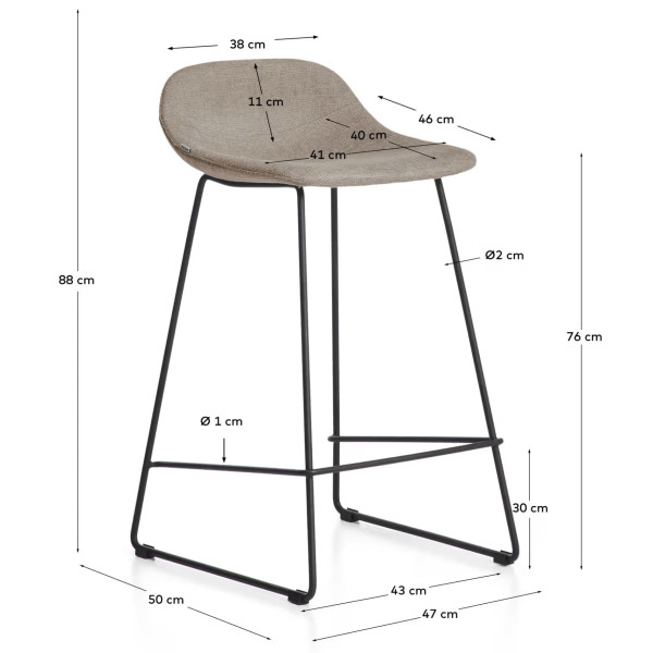 Барный стул La Forma ZAHARA C00533UP11 Коричневый ткань-8