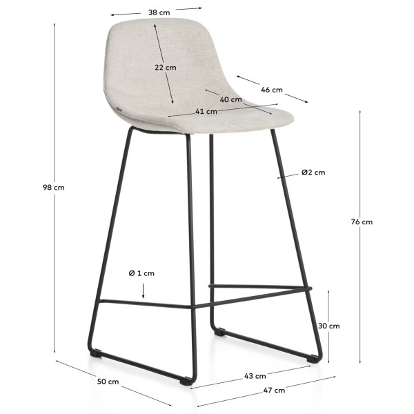 Барний стілець La Forma ZAHARA C00535UP12 Бежевий тканина-7