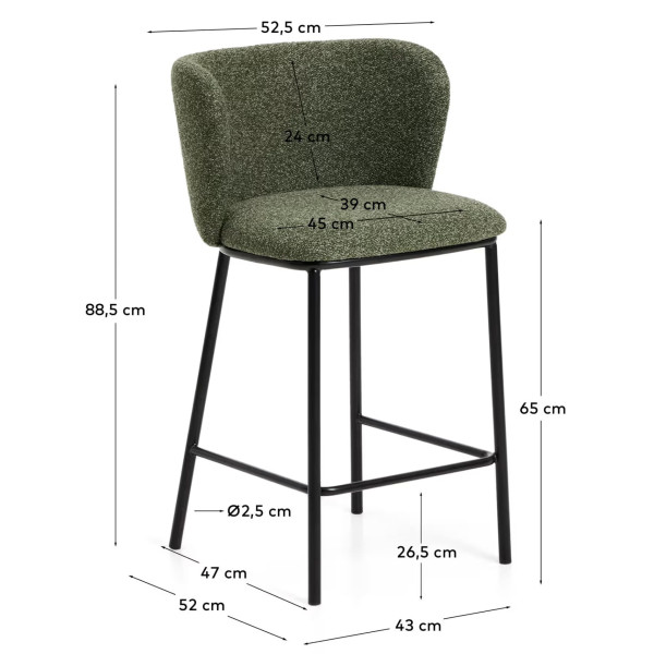 Полубарный стул La Forma CISELIA CC3001VS06H Зеленый ткань-10