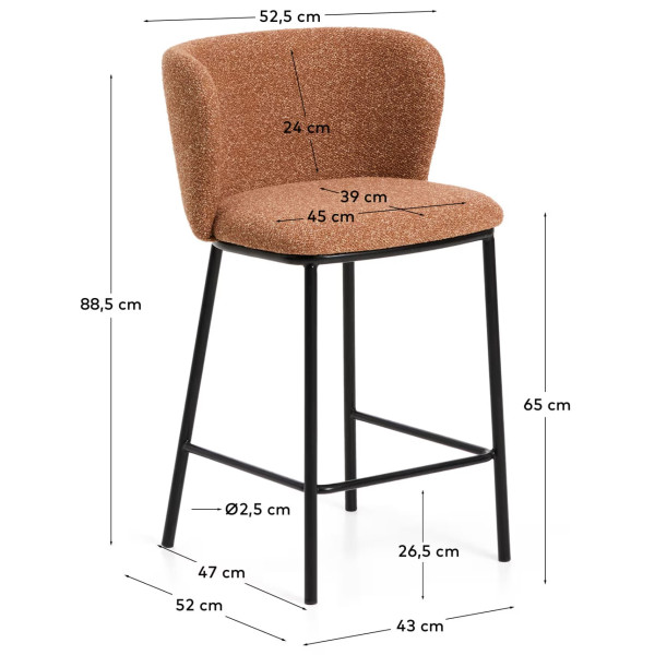 Полубарный стул La Forma CISELIA CC3001VS11H Терракотовый ткань-10