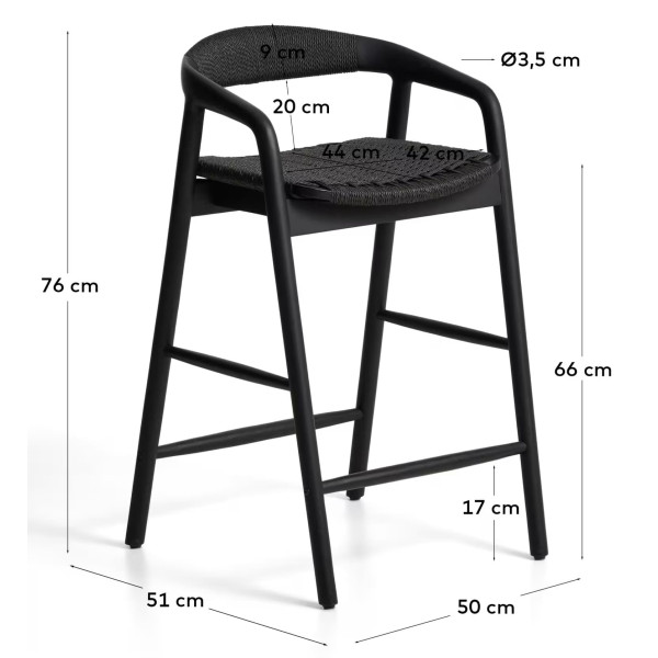 Напівбарний стілець La Forma Derile C00207CP01 Чорний-12