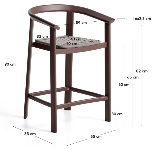 Полубарный стул La Forma Erice O00308RO09 Коричневый-13