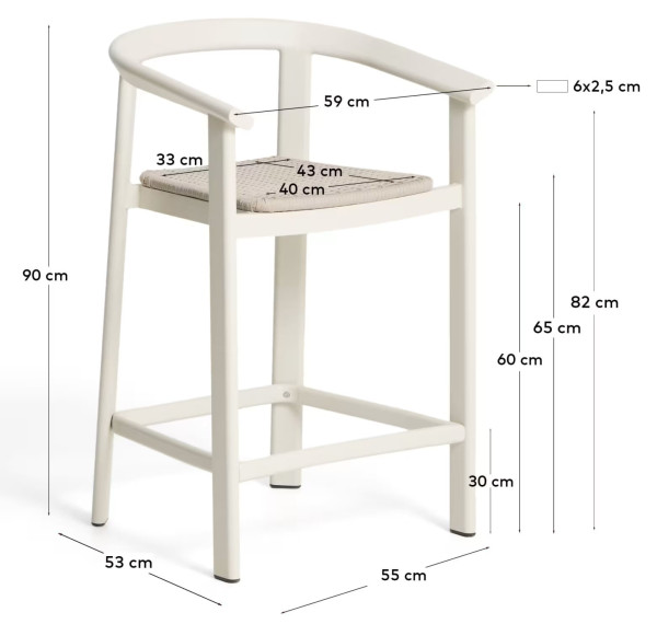 Полубарный стул La Forma Erice O00308RO39 Экрю-15