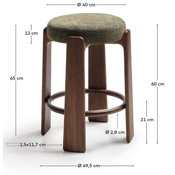 Напівбарний стілець La Forma Granite C00234MF06 Зелений-5