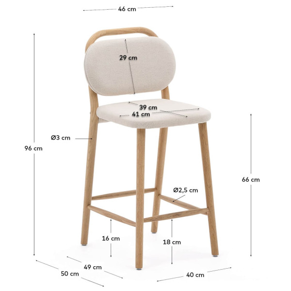 Напівбарний стілець La Forma Helda C0600041MY12H Бежевий тканина синель-8