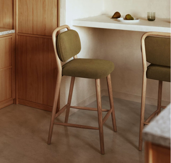 Полубарный стул La Forma Helda C0600039MY06H Зеленый ткань синель-1