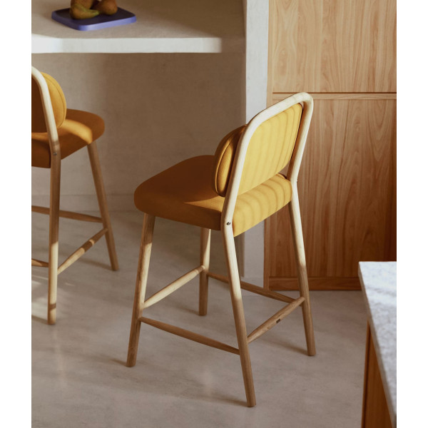 Полубарный стул La Forma Helda C0600040MY81H Горчичный ткань синель-1