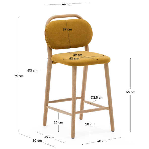 Полубарный стул La Forma Helda C0600040MY81H Горчичный ткань синель-8