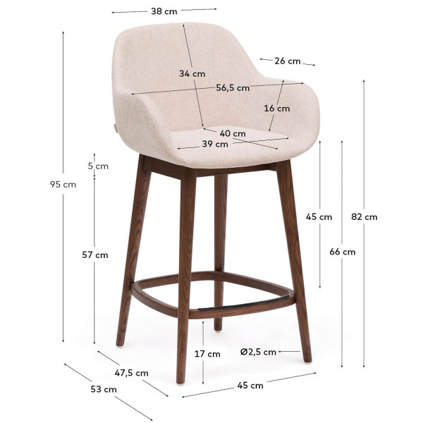 Полубарный стул La Forma Konna C06004KY12 Бежевый ткань-9
