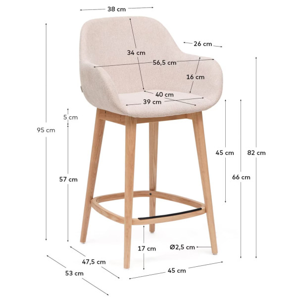 Полубарный стул La Forma Konna C06032KY12 Бежевый ткань-10