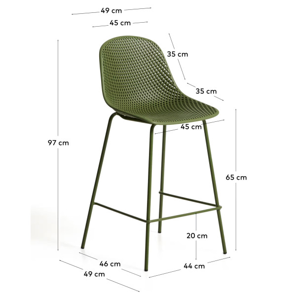 Напівбарний стілець La Forma Quinby CC1221PL06H Зелений-6