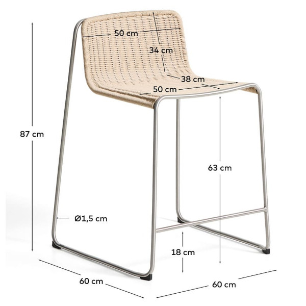 Напівбарний стілець La Forma Tavari C00263RO12 Бежевий-10