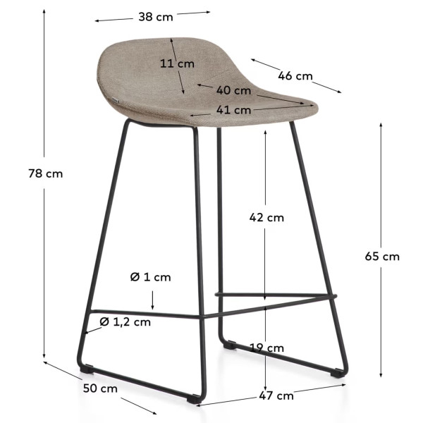 Напівбарний стілець La Forma ZAHARA C00532UP11 Коричневий тканина-9