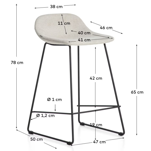 Напівбарний стілець La Forma ZAHARA C00532UP12 Бежевий тканина-10