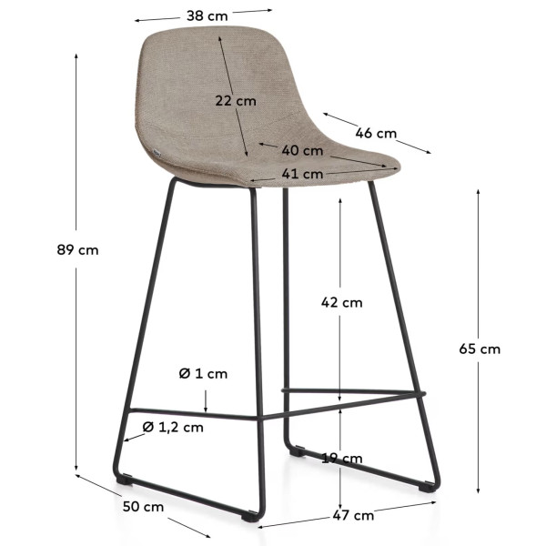Полубарный стул La Forma ZAHARA C00534UP11 Коричневый ткань-8