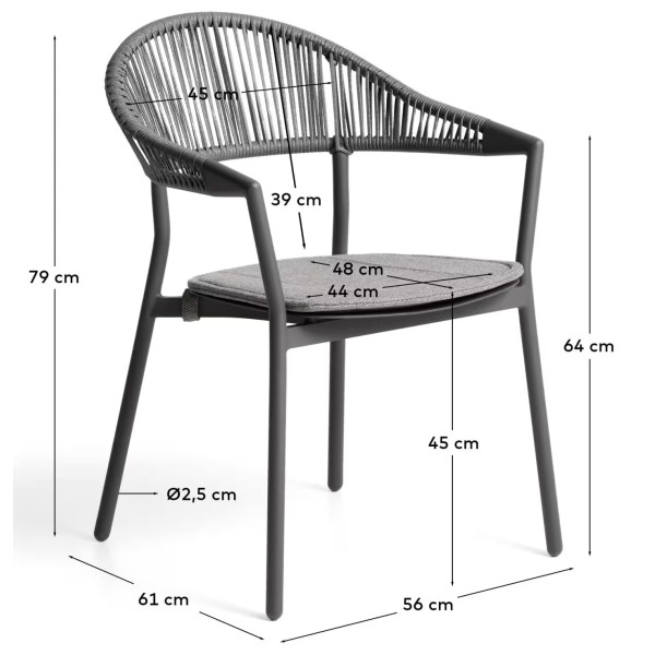 Уличный стул La Forma Alimia O00650SW02 Серый/Графит-12