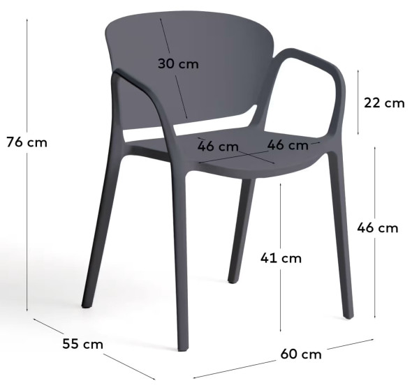 Пластиковий стілець La Forma ANIA CC6094PL02 Темно-сірий-9