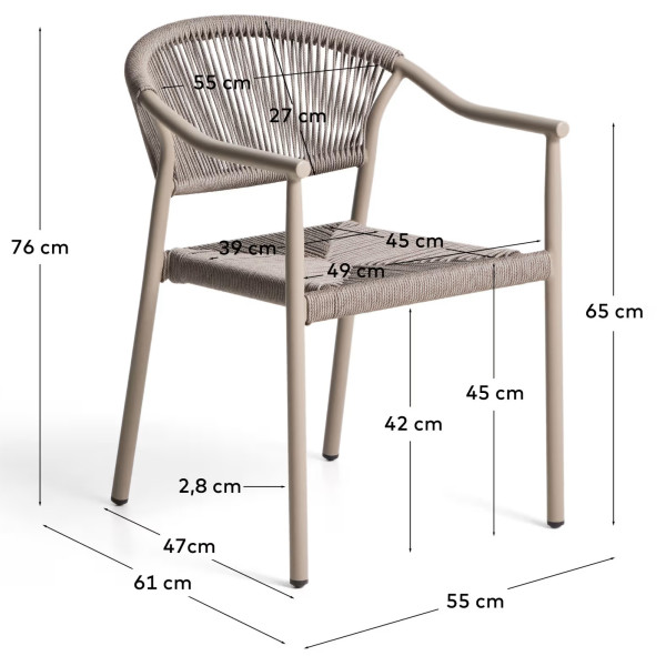 Стілець вуличний La Forma Livadia O00660RR12 Сіро-коричневий-12