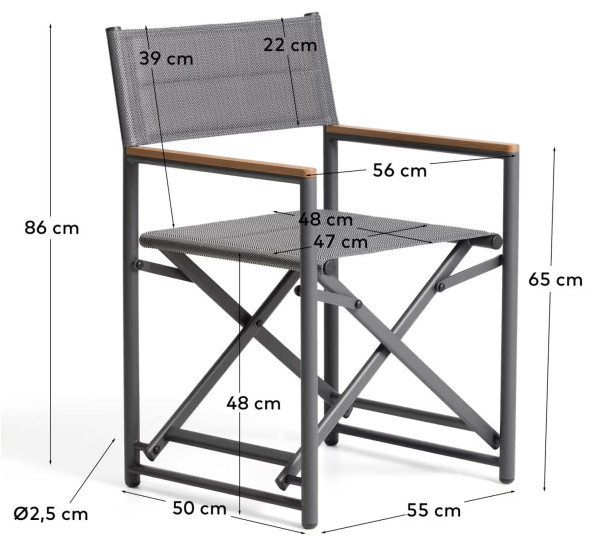 Складной уличный стул La Forma Tisno O00682TL15 Серый-13