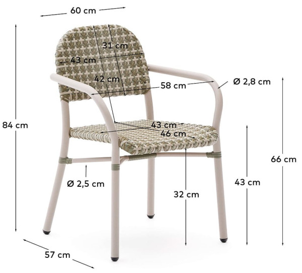 Садовый стул La Forma Tuccia O00110NW20 Бежево-зеленый-10