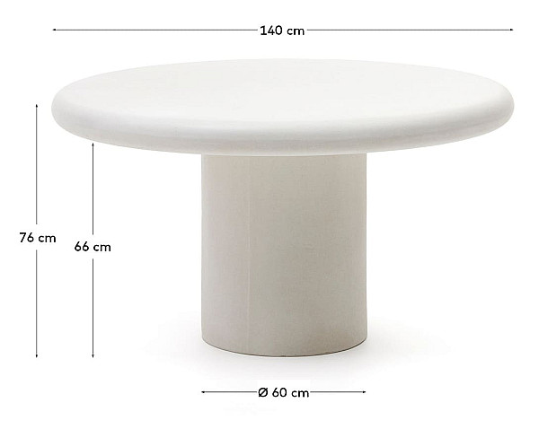 Стол обеденный La Forma ADDAIA J0100110PR05 Белый цемент Ø 140 см-6