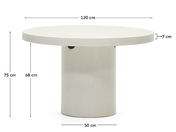 Стіл обідній La Forma AIGUABLAVA J0100043PR05 Білий цемент Ø 120 см-4