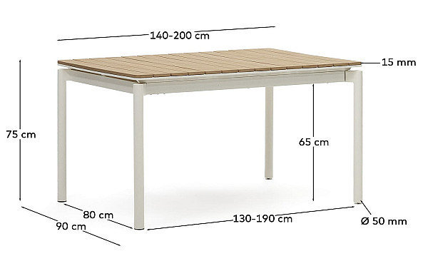 Раскладной обеденный стол La Forma CANYELLES J0200002MM46 140 (200) x 90 см-6