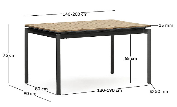 Розкладний обідній стіл La Forma CANYELLES J0200005MM46 140 (200) x 90 см-10