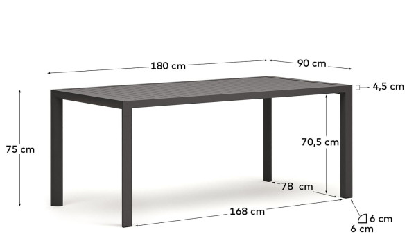 Обеденный стол La Forma CULIP J0100008NN02 Серый 90х180 см-5