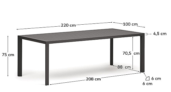 Обідній стіл La Forma CULIP J0100037NN02 Сірий 100х220 см-4