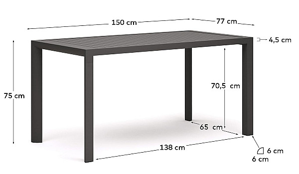 Обеденный стол La Forma CULIP J0100039NN02 Серый 77х150 см-5
