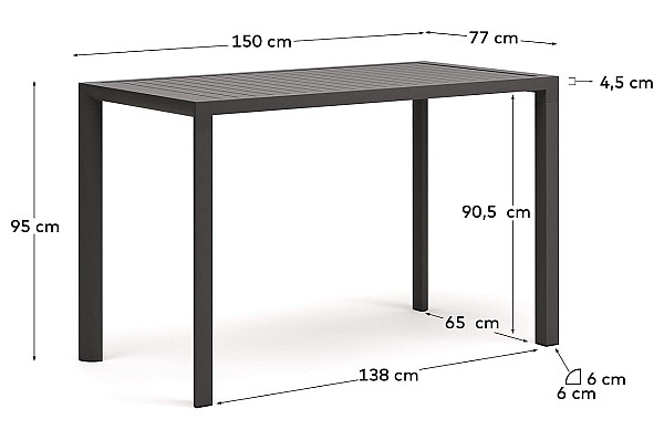 Обеденный стол La Forma CULIP J0100040NN02 Серый 77х150 см-6
