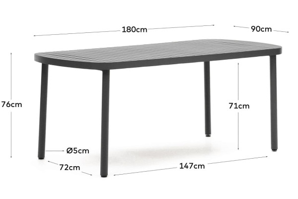 Обеденный стол садовый La Forma JONCOLS J0800007NN02 Серый 180 х 90 см-4