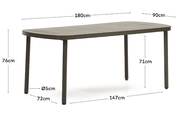 Обідній стіл садовий La Forma JONCOLS J0800007NN19 Зелений 180 х 90 см-6
