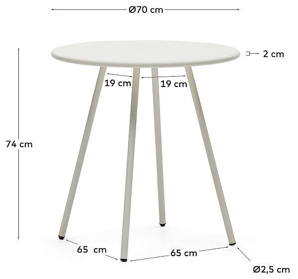 Обеденный стол садовый La Forma MONTJOI J0400004NN05 Белый Ø 70 см-5