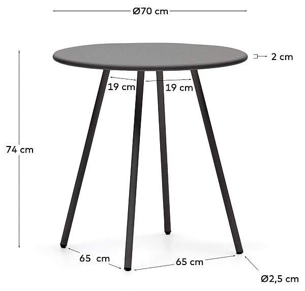 Обідній стіл садовий La Forma MONTJOI J0400004NN02 Сірий Ø 70 см-4