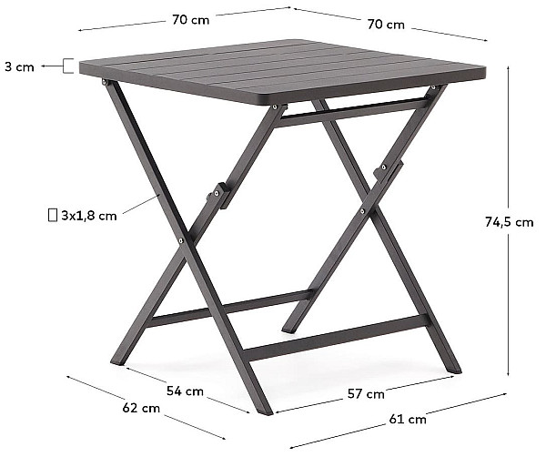 Складаний стіл La Forma TORRETA J0100072NN02 70х70 см-5