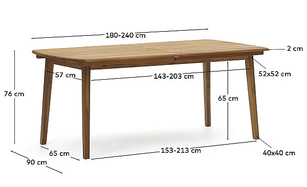 Обеденный раскладной садовый стол La Forma THIANNA J0200001MM43 180 (240) х 90 см-9