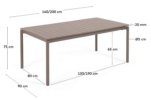 Розкладний обідній садовий стіл La Forma ZALTANA LH0722R10 Коричневий 140 (200) x 90 см-8