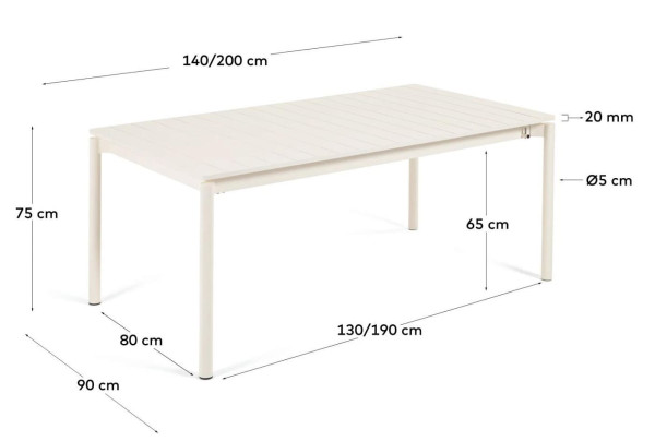 Розкладний обідній садовий стіл La Forma ZALTANA LH0722R33 Білий 140 (200) x 90 см-12