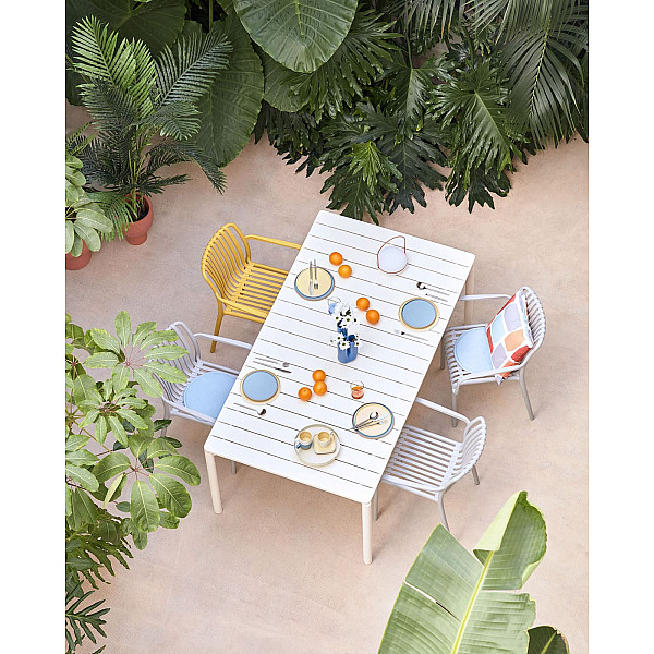 Розкладний обідній садовий стіл La Forma ZALTANA LH0722R33 Білий 140 (200) x 90 см-3